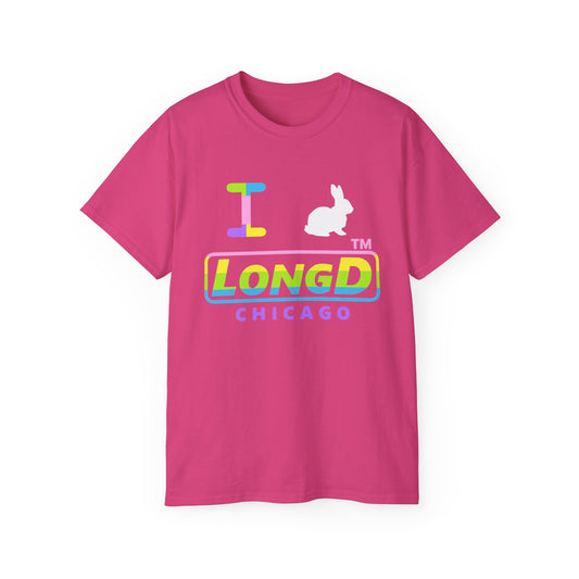 I Bunny LongD® positive horizontal striped Chicago Logo Cotton Tee