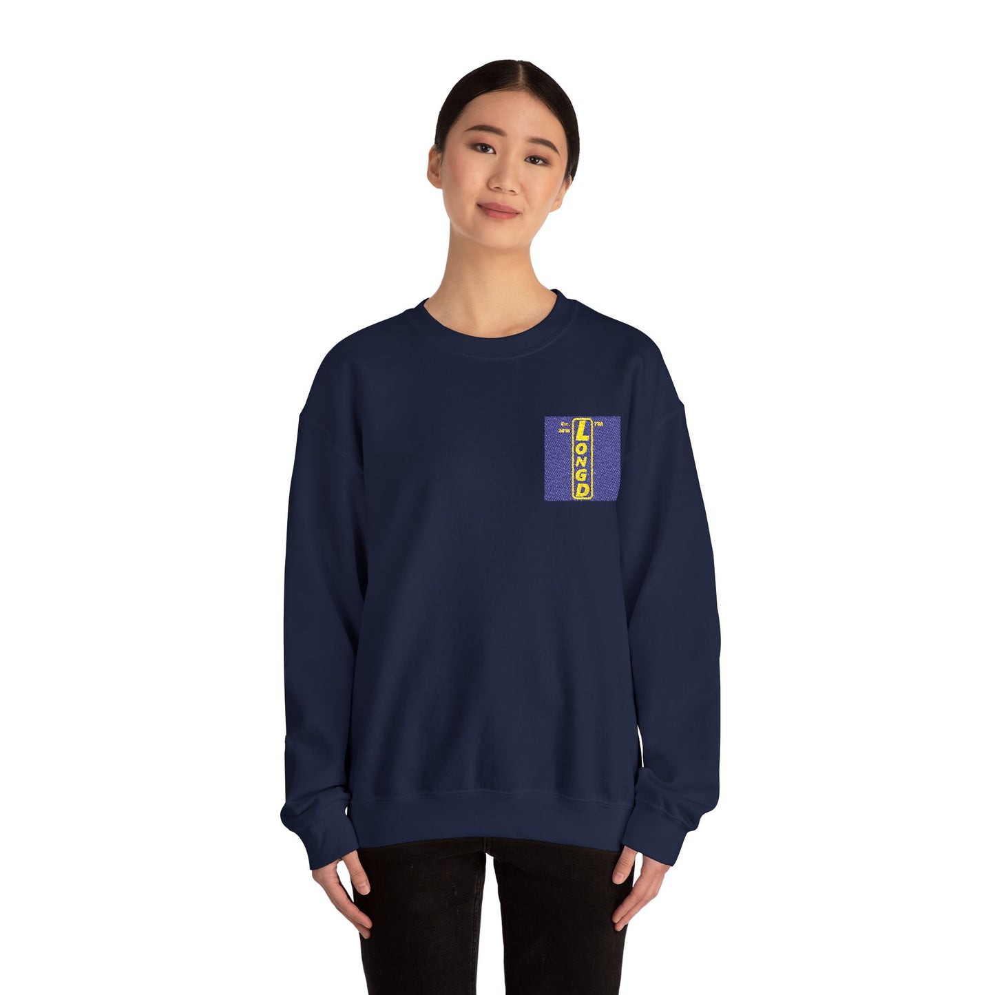 Embroidered Unisex Heavy Blend™ Crewneck Sweatshirt reverse logo upright
