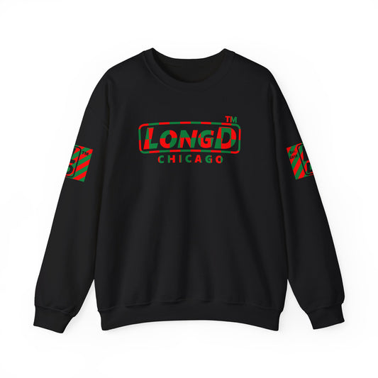 LongD Chicago positive checkered 4-print logo (Xmas colors) crewneck sweatshirt