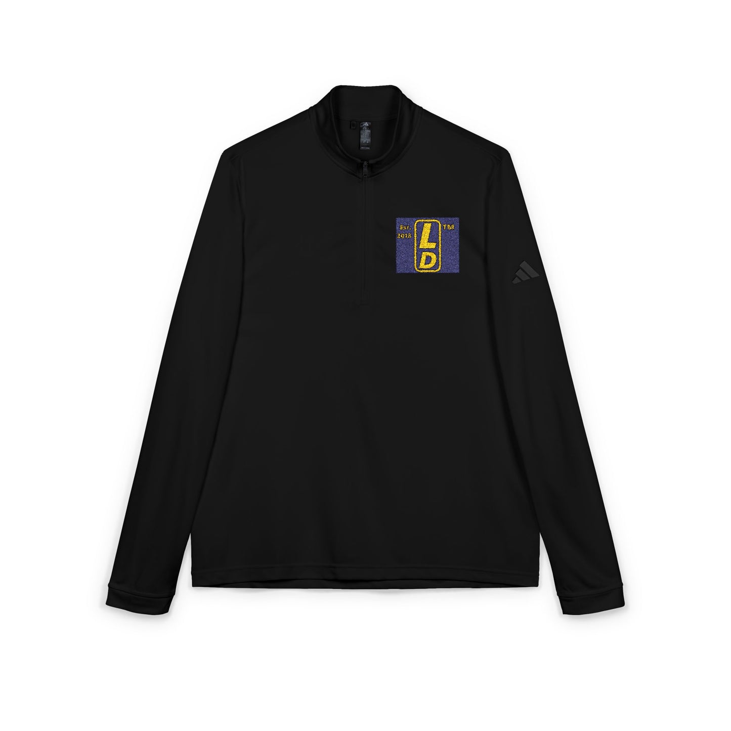 Embroidered adidas® Quarter-Zip pullover official reverse logo upright initials