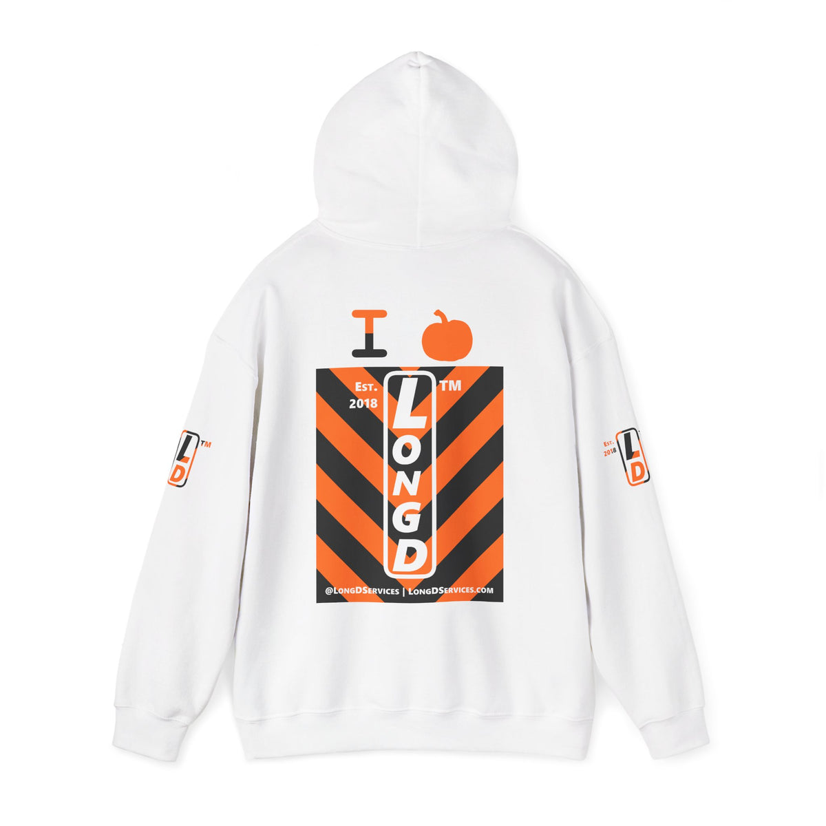 I pumpkin LongD Tag-domain negative upright downward chevron 4-print logo hoodie