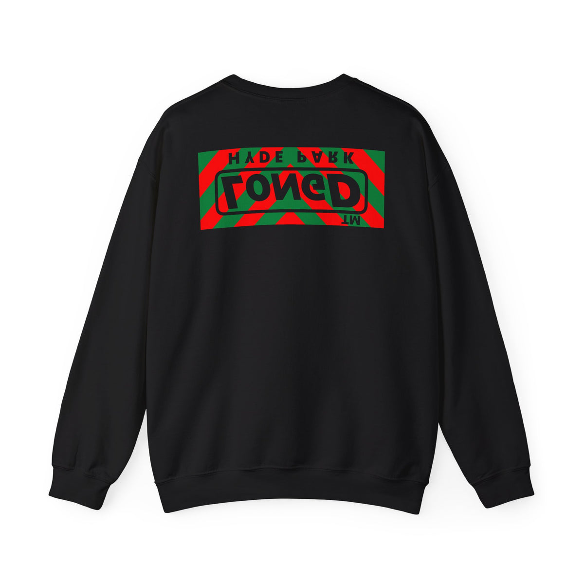 LongD Hyde Park negative downward chevron front-back logo (Xmas colors) crewneck sweatshirt