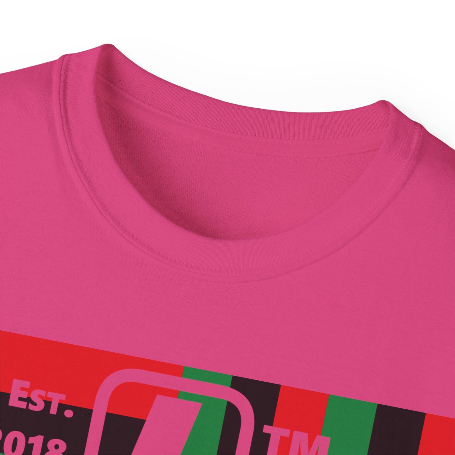 LongD Cotton Tee negative windmill Chicago upright logo (Juneteenth colors)