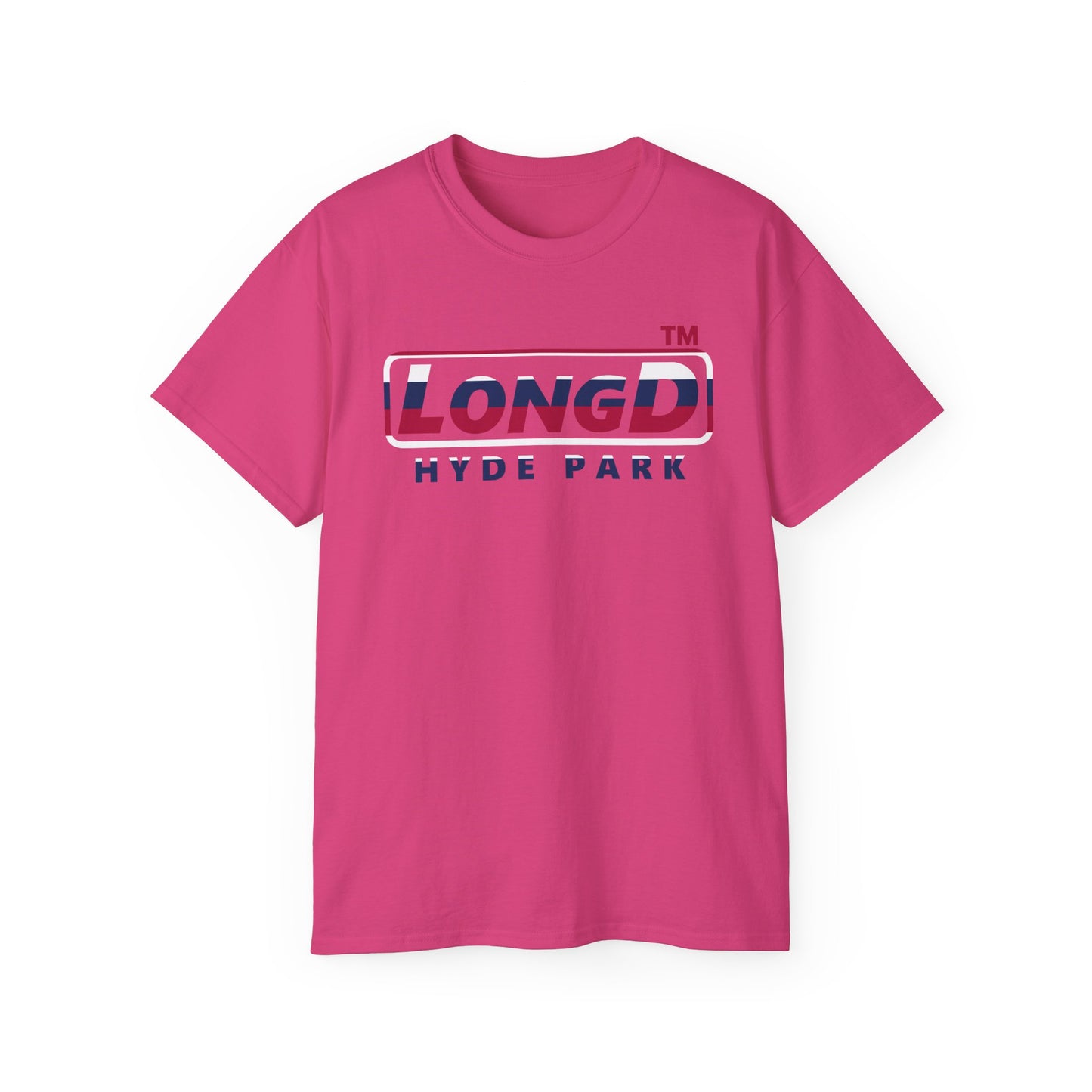 LongD positive horizontal 6-striped Hyde Park logo cotton tee (patriotic colors)