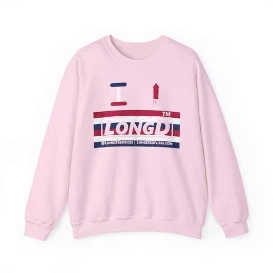I firecracker LongD negative horizontal 6-striped tag-domain logo crewneck sweatshirt