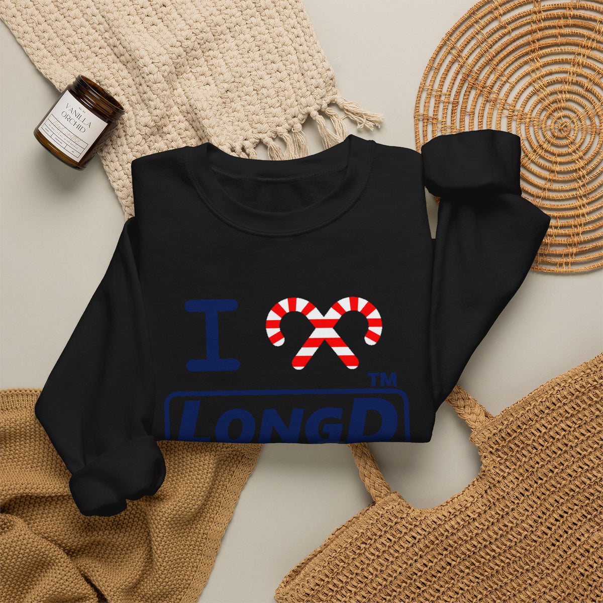 I candy cane LongD Hyde Park positive official basic navy front-back logo crewneck sweatshirt