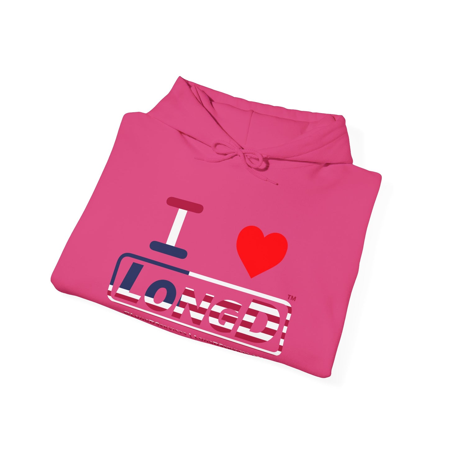 I Luv LongD® Logo Hoodie red, white and blue positive flag