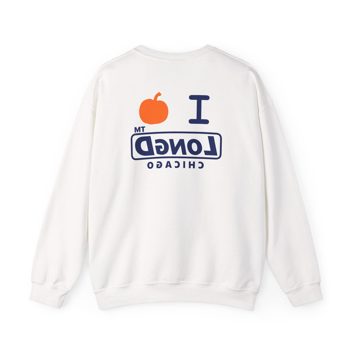 I pumpkin LongD Chicago positive basic Navy (002060) front-back logo crewneck sweatshirt