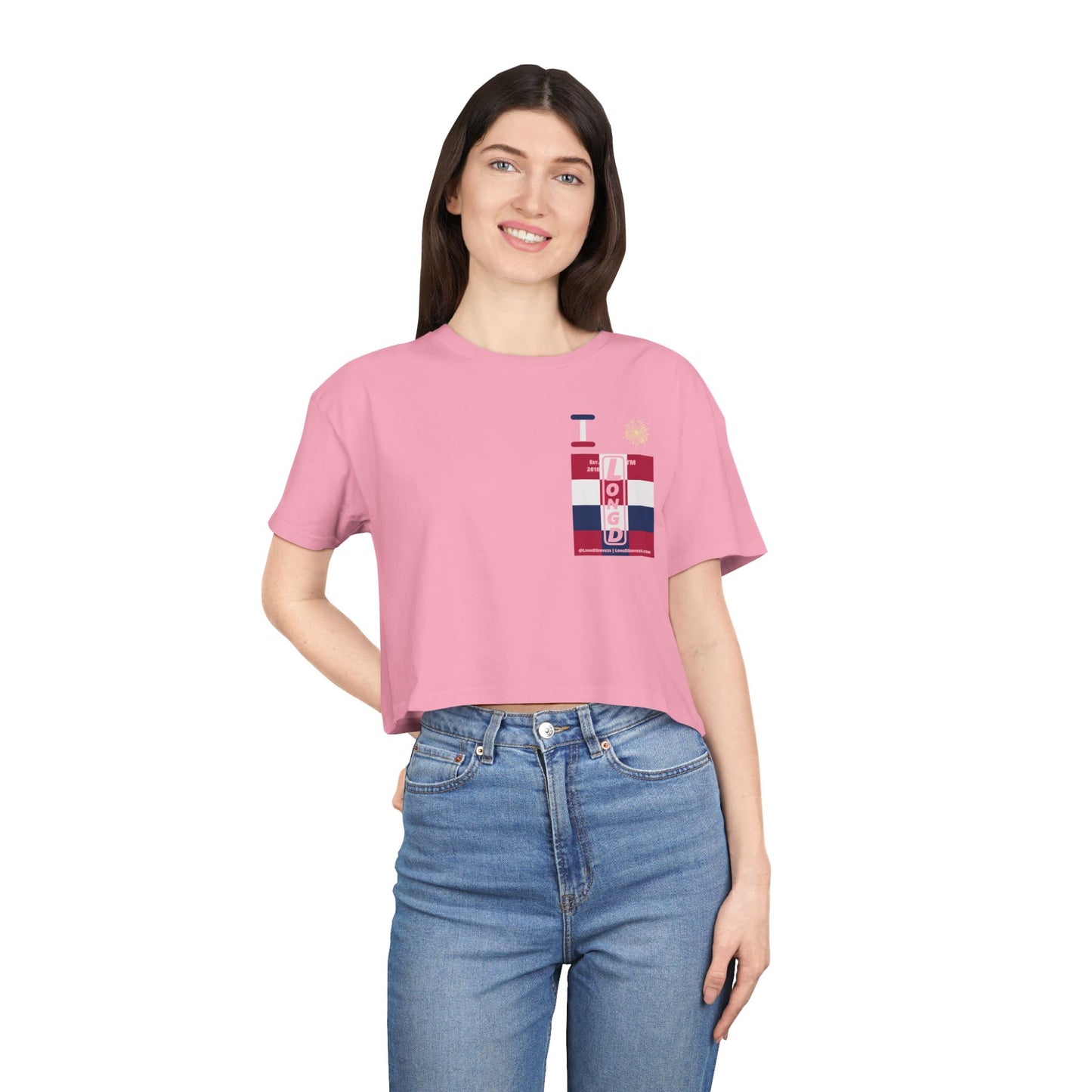 I burst LongD negative 4x3 upright single-breasted tag-domain logo crop tee