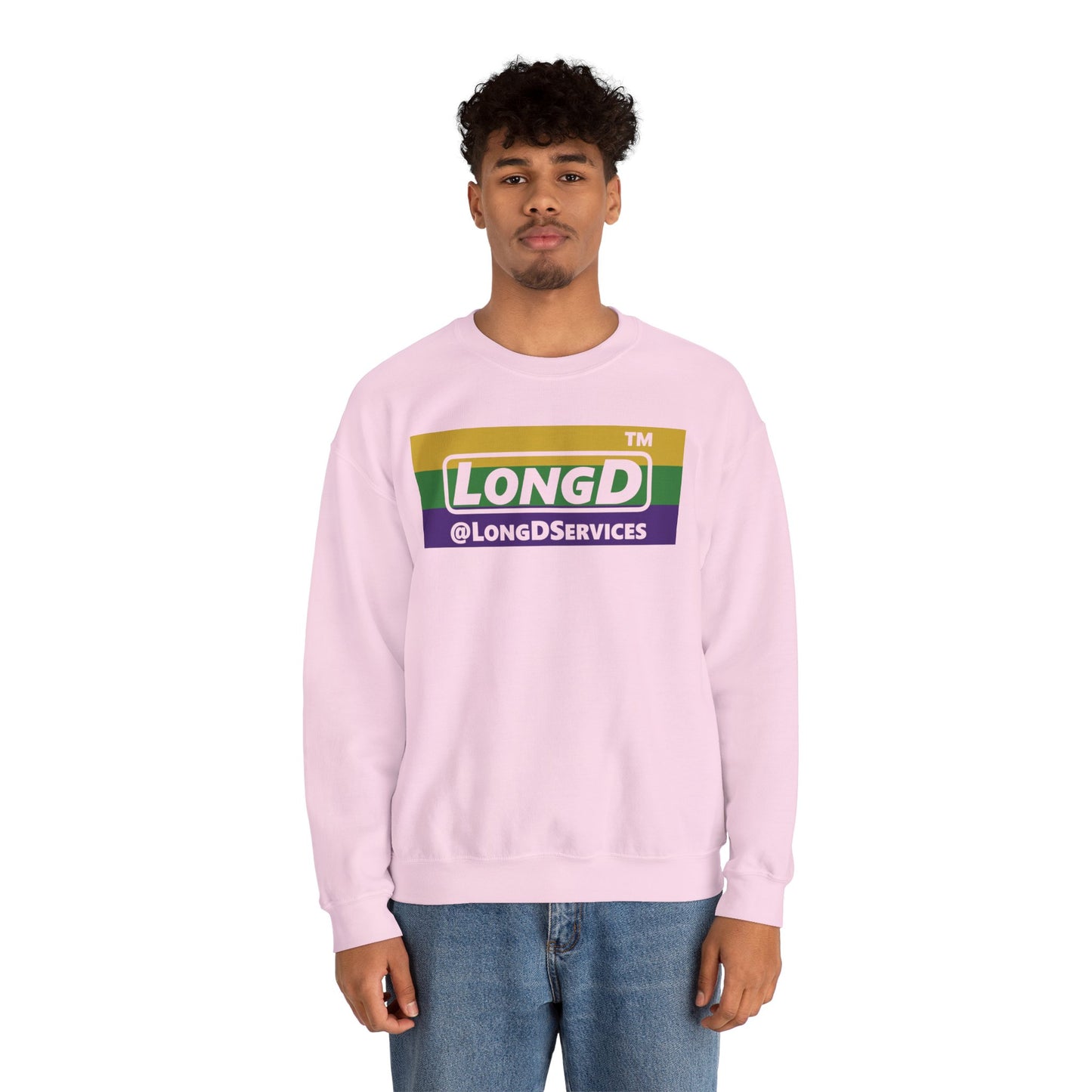 LongD negative striped Tag logo crewneck sweatshirt