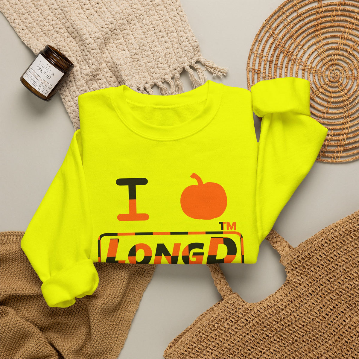 I pumpkin LongD Chicago positive checkered logo crewneck sweatshirt