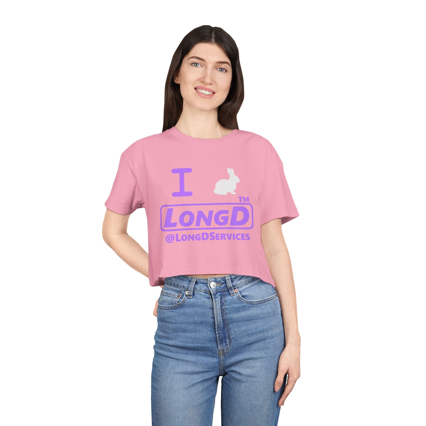 I Bunny LongD positive lavender Tag Logo Crop Tee