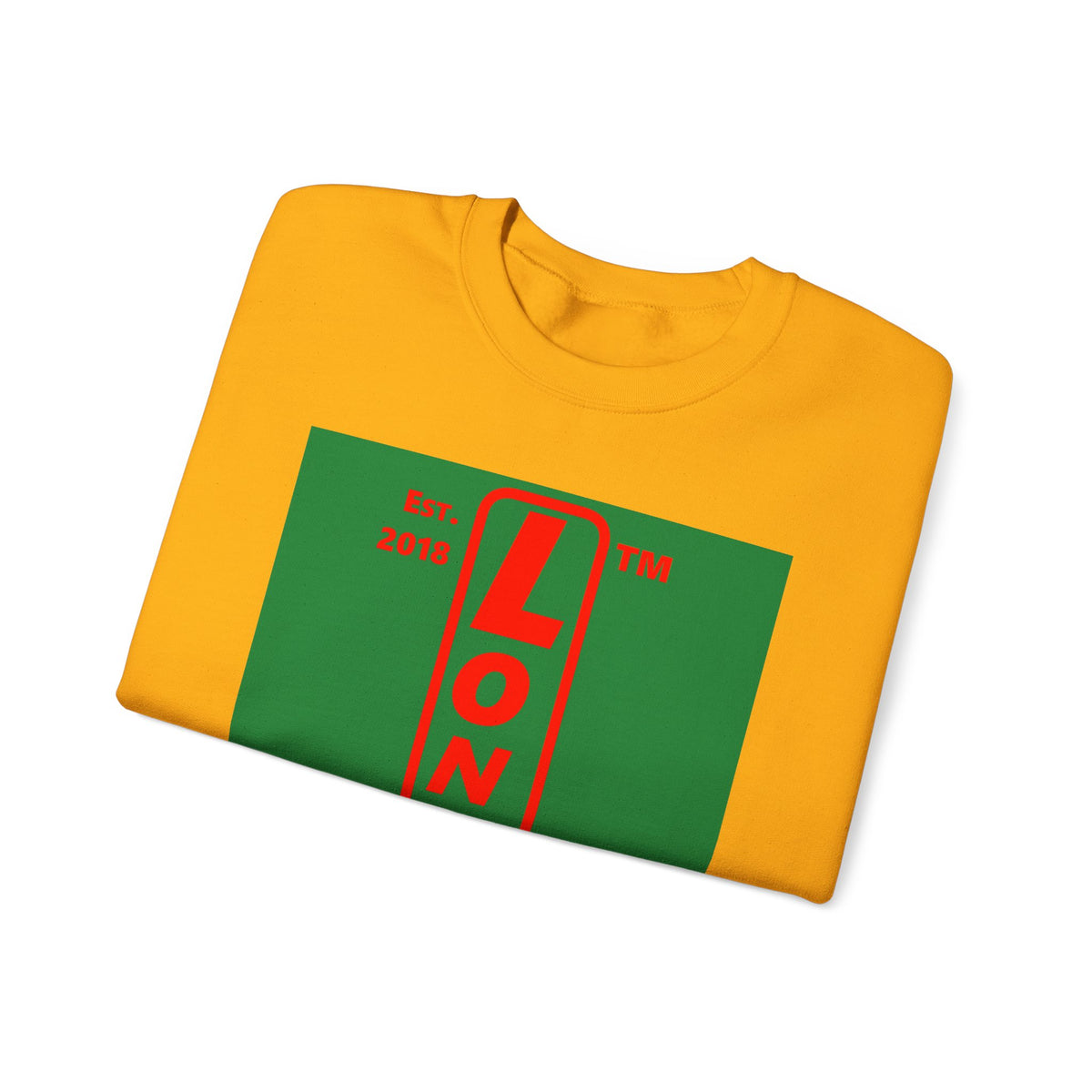 LongD Chicago upright logo positive red on negative green (Xmas colors) crewneck sweatshirt