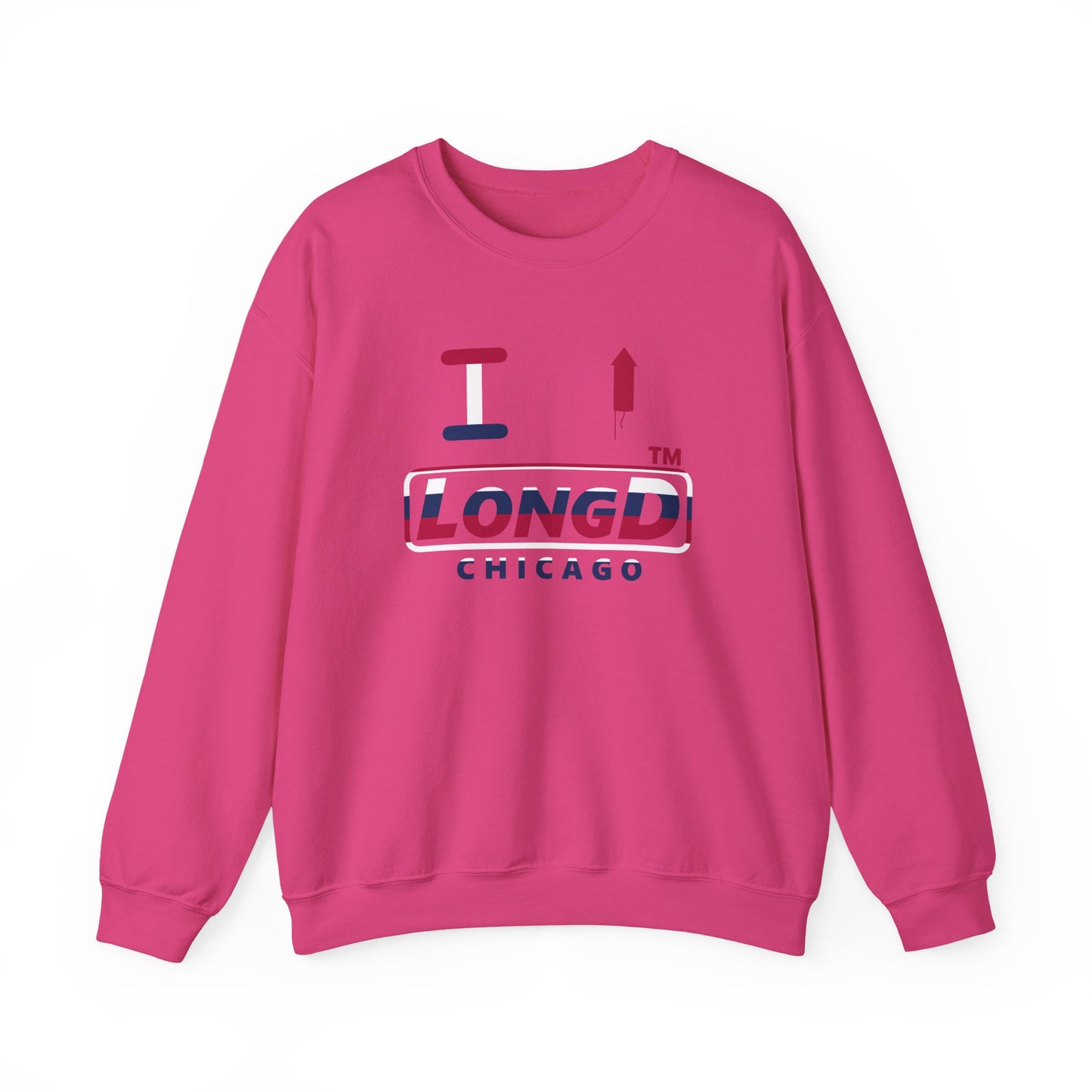 I firecracker LongD positive horizontal 6-striped Chicago logo crewneck sweatshirt