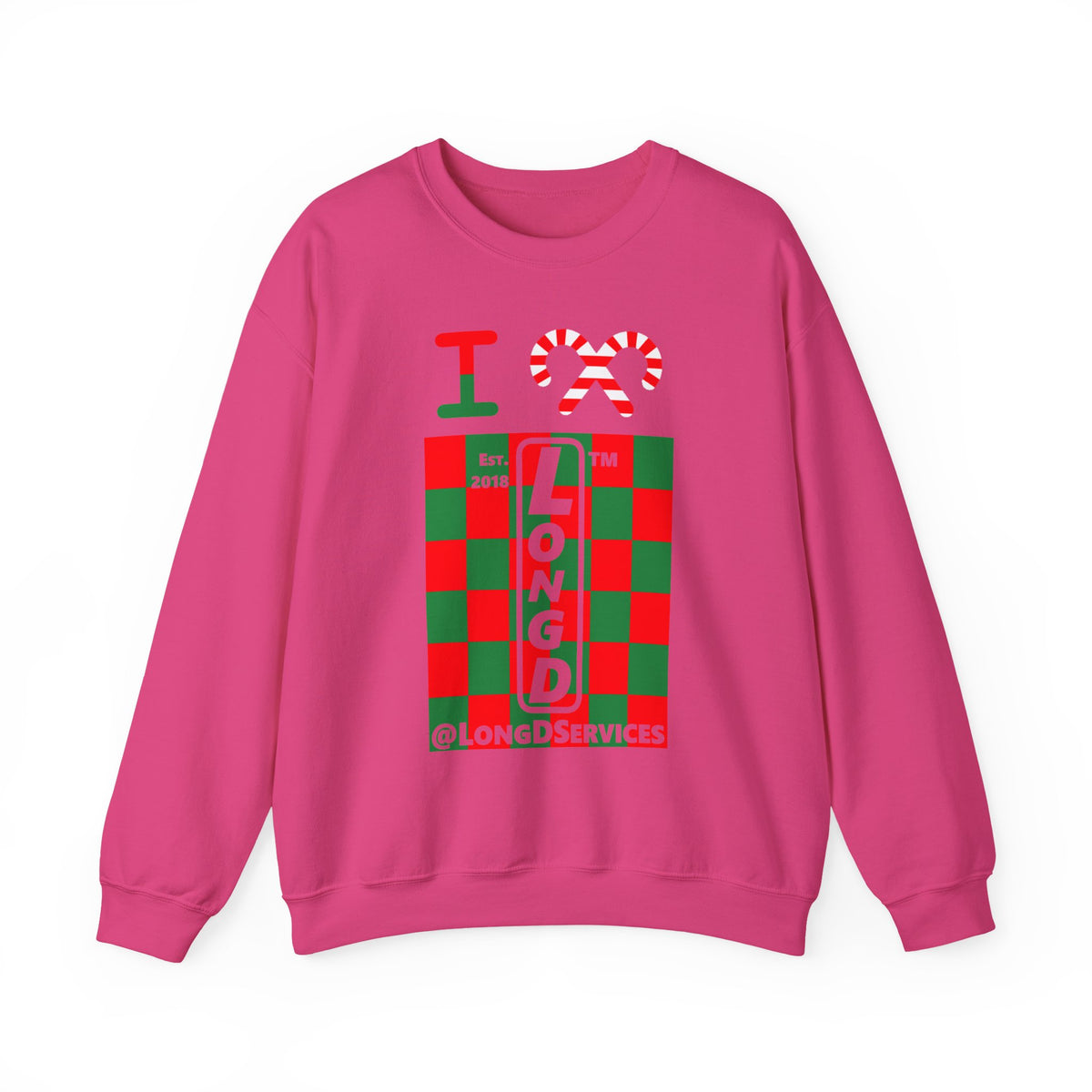 I candy cane LongD Tag negative upright checkered logo crewneck sweatshirt
