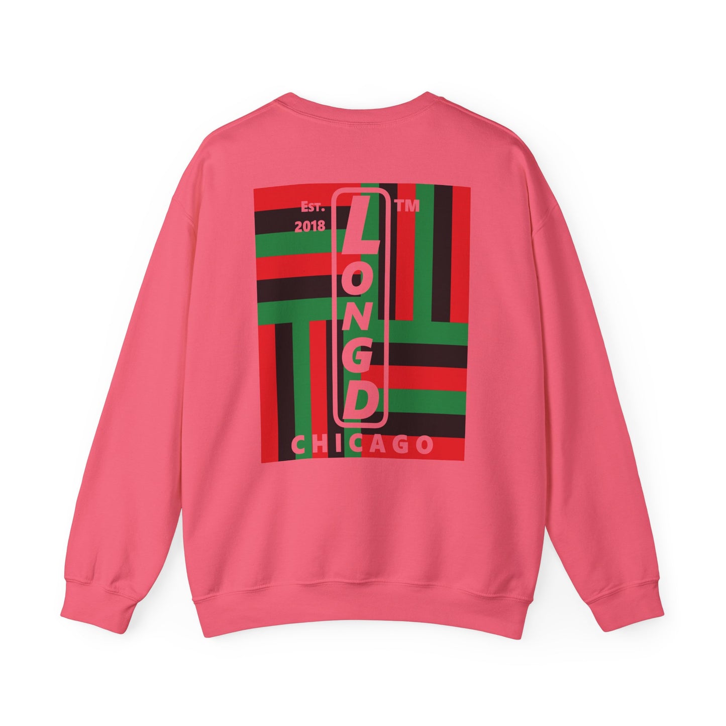 I Fist LongD negative windmill Chicago upright front-back logo crewneck sweatshirt