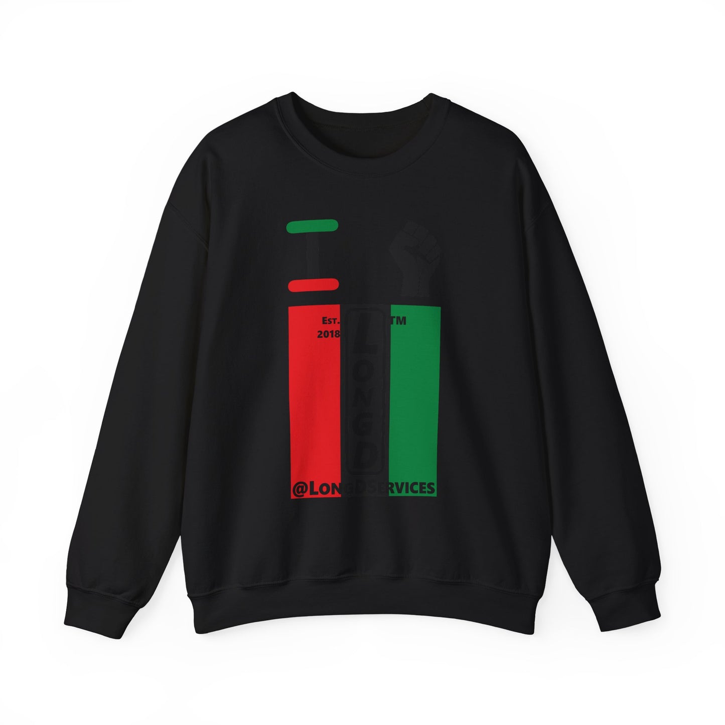 I Fist LongD negative vertical 3-striped tag upright logo crewneck sweatshirt