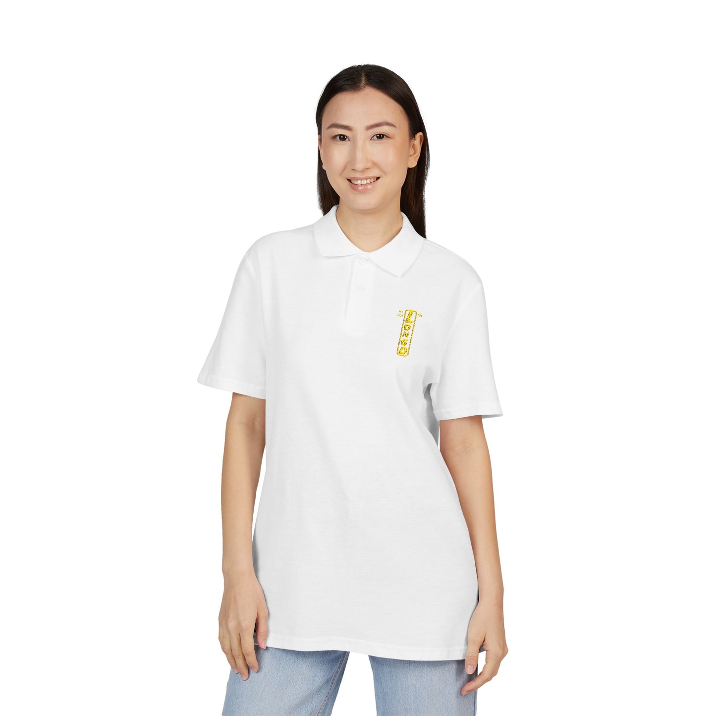 Embroidered LongD alternate basic logo upright polo shirt