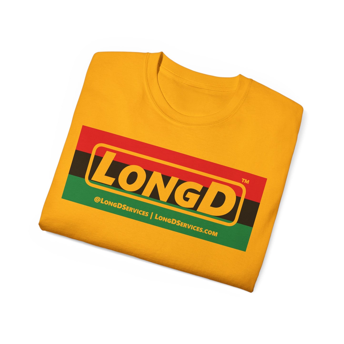 LongD® Logo Cotton Tee Juneteenth negative striped text