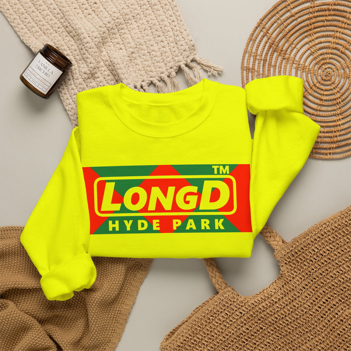 LongD Hyde Park negative big argyle logo (Xmas colors) crewneck sweatshirt