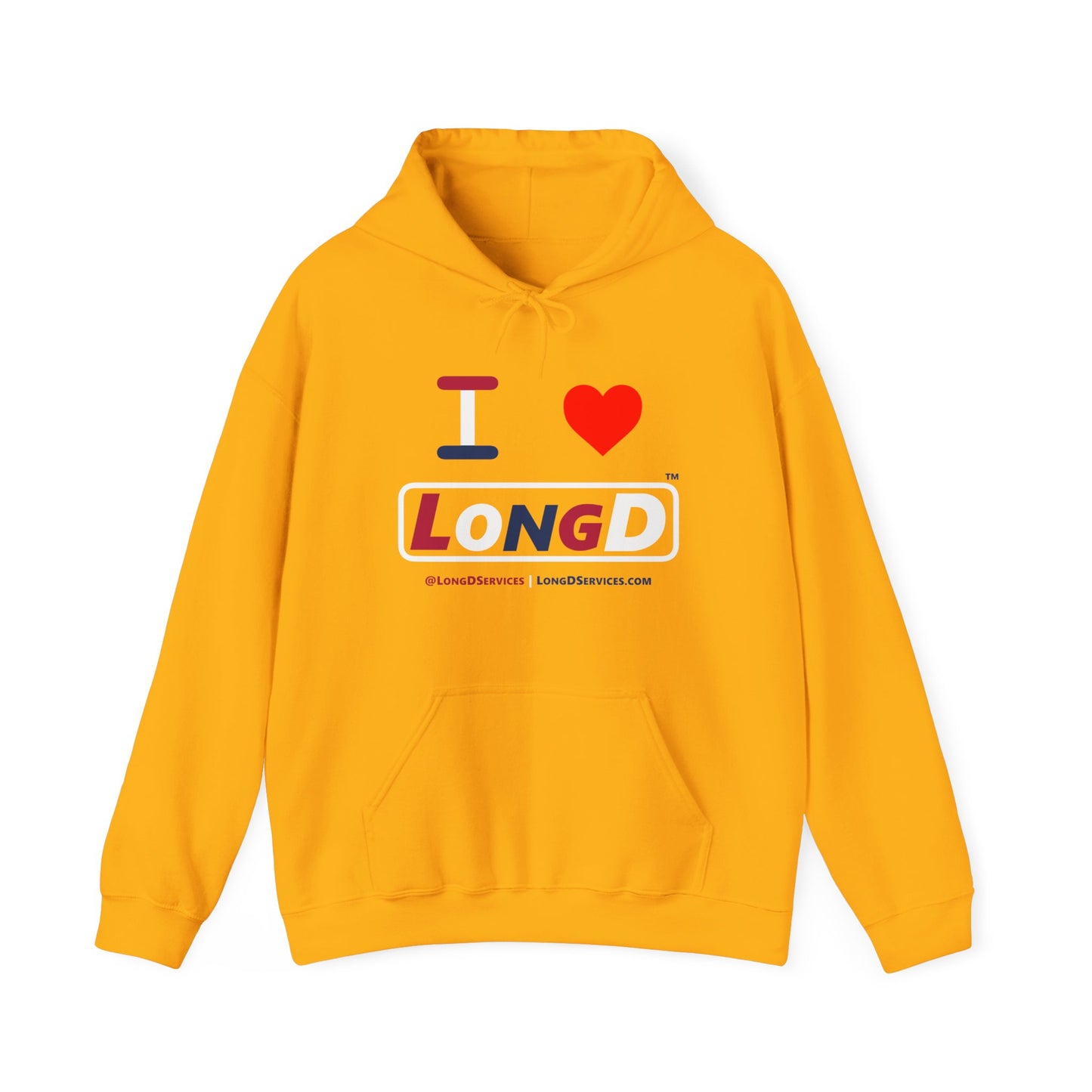 I Luv LongD® Logo Hoodie red, white and blue varied positive elements