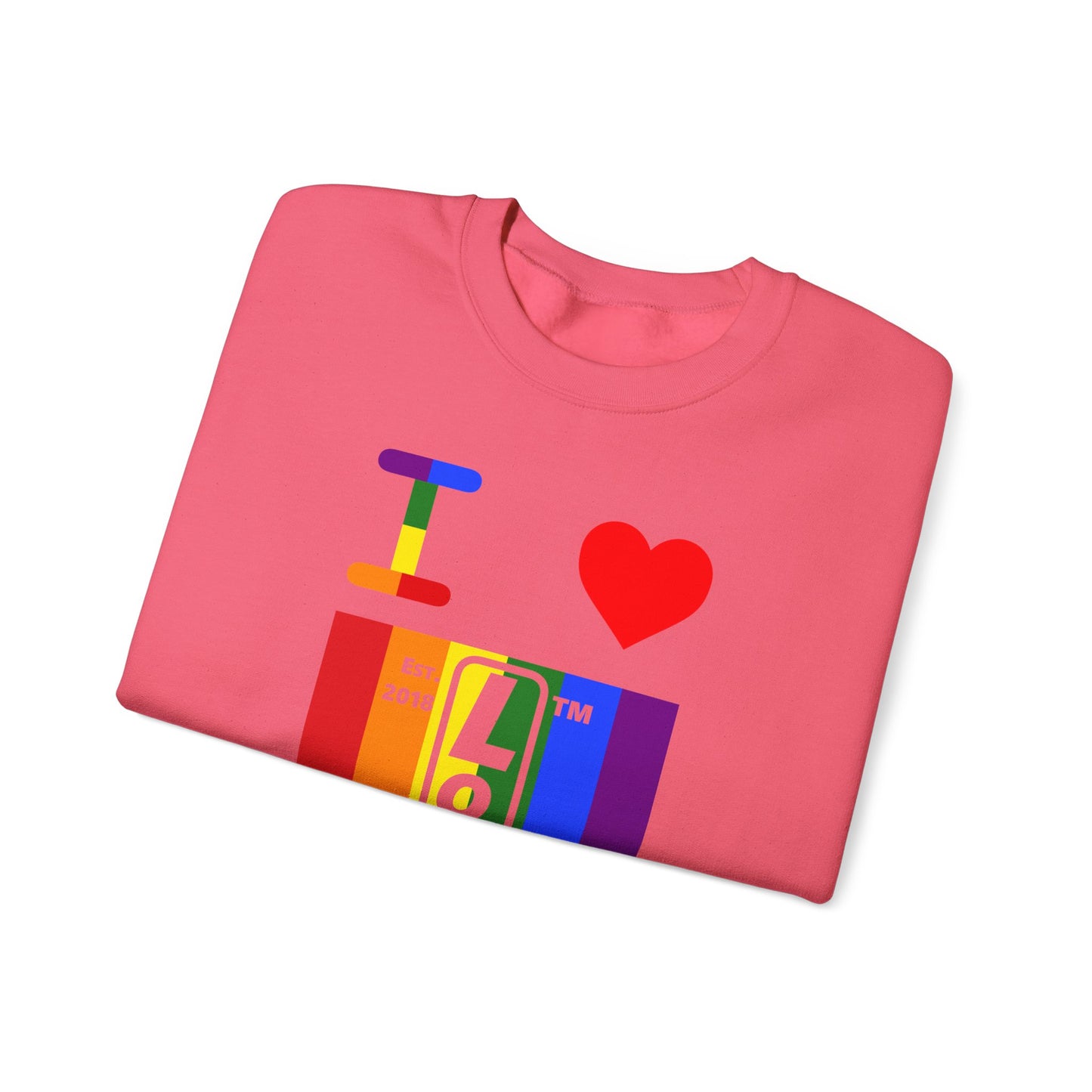 I Luv LongD negative vertical 6-striped Chicago upright logo crewneck sweatshirt