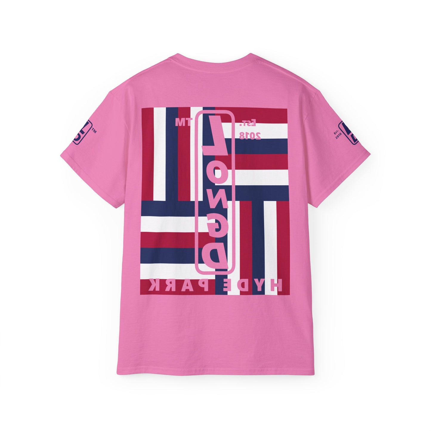 LongD cotton tee negative windmill 4-print Hyde Park upright logo (Patriotic colors)