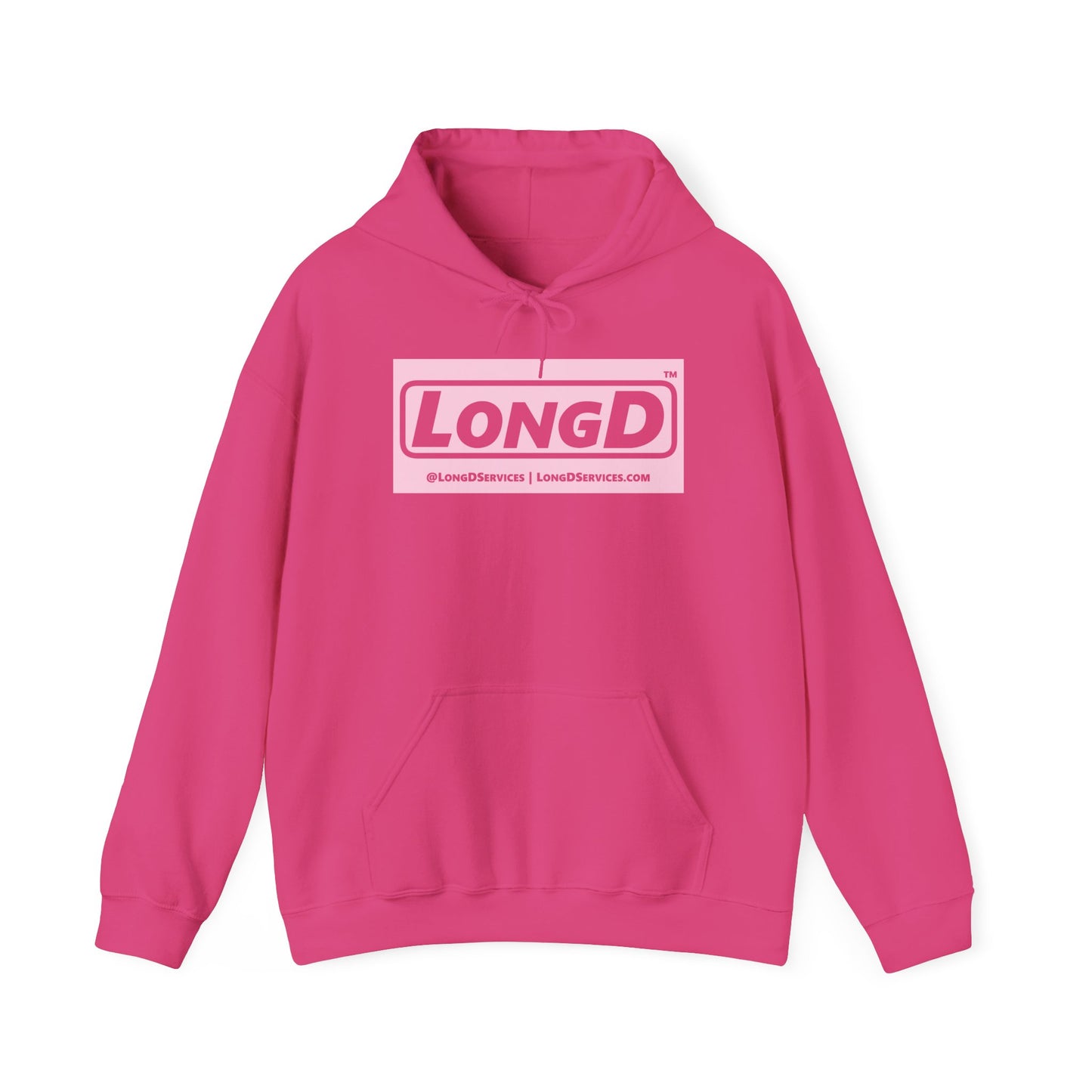 LongD® Logo Hoodie pastel negative pink text