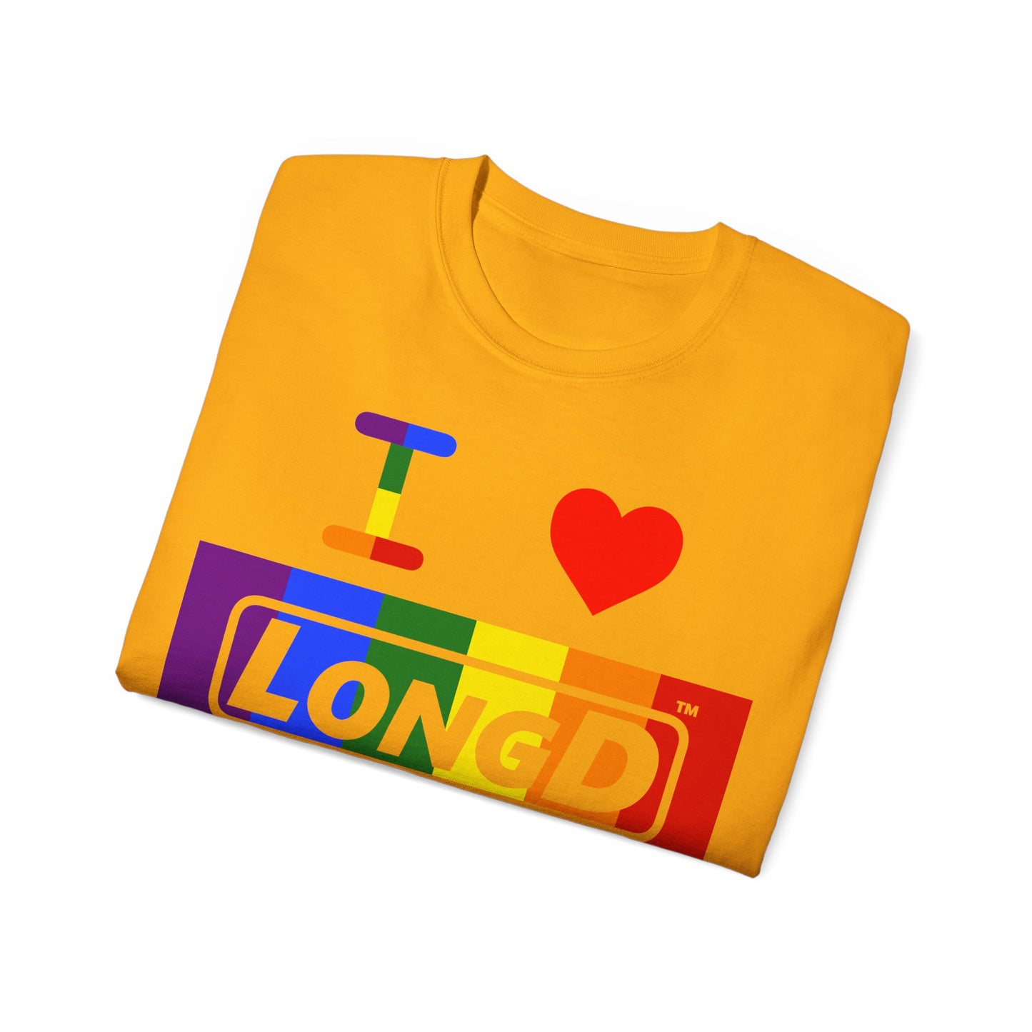 I Luv LongD® Logo Cotton Tee Pride rainbow negative text