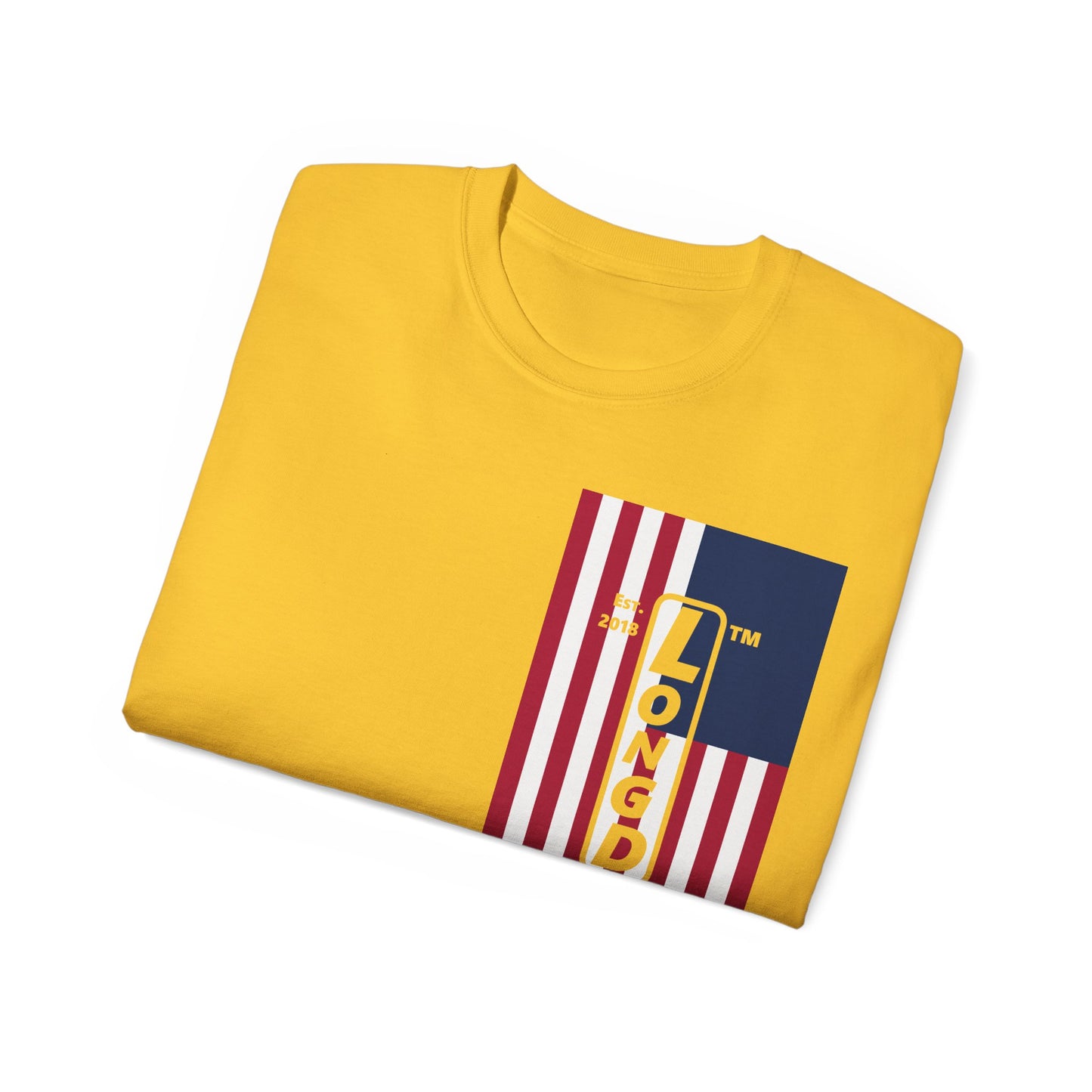 LongD cotton tee negative cropped flag single-breasted front-back Hyde Park upright logo (Patriotic colors)