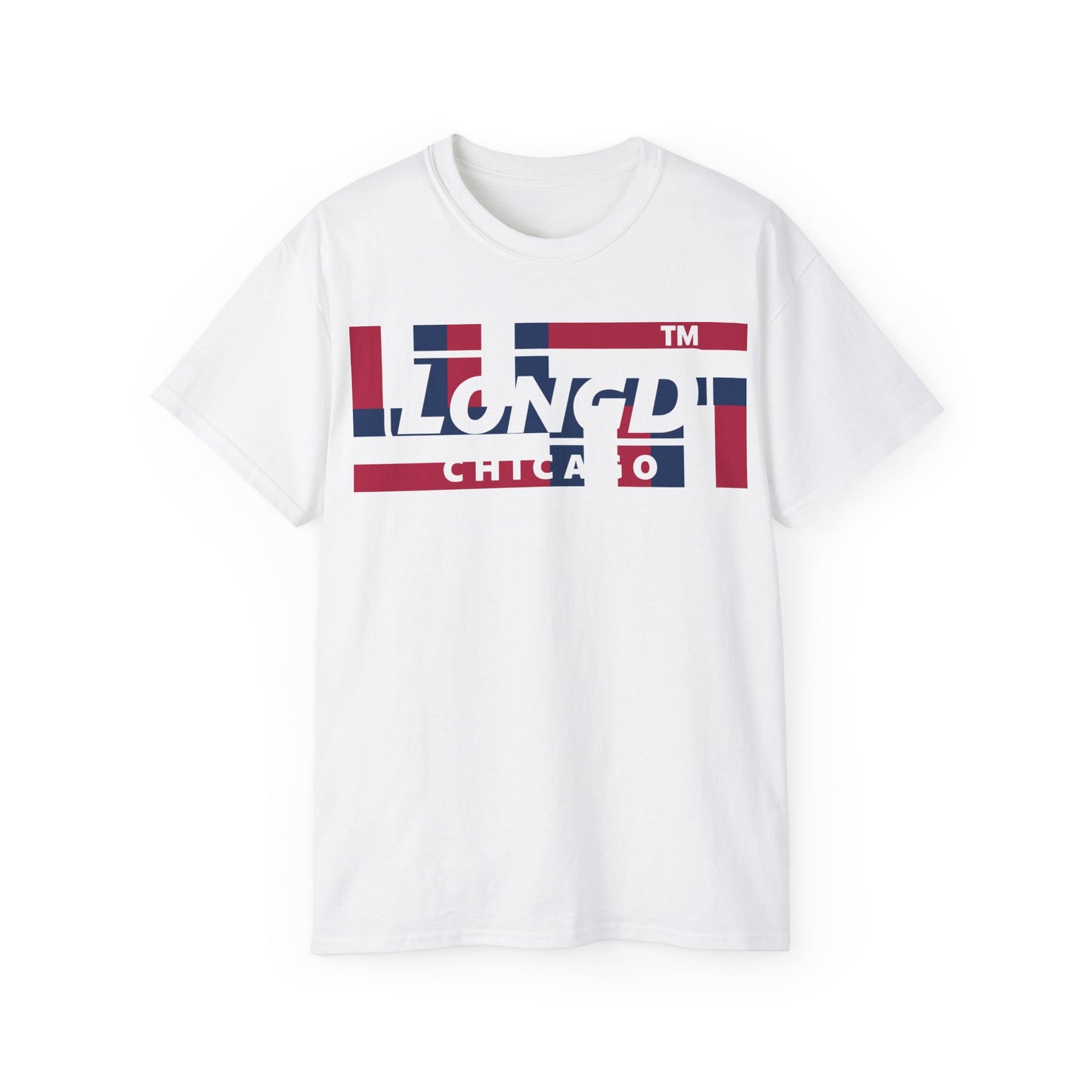 LongD negative modified windmill Chicago logo cotton tee (patriotic colors)