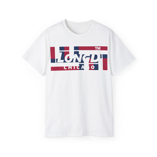 LongD negative modified windmill Chicago logo cotton tee (patriotic colors)