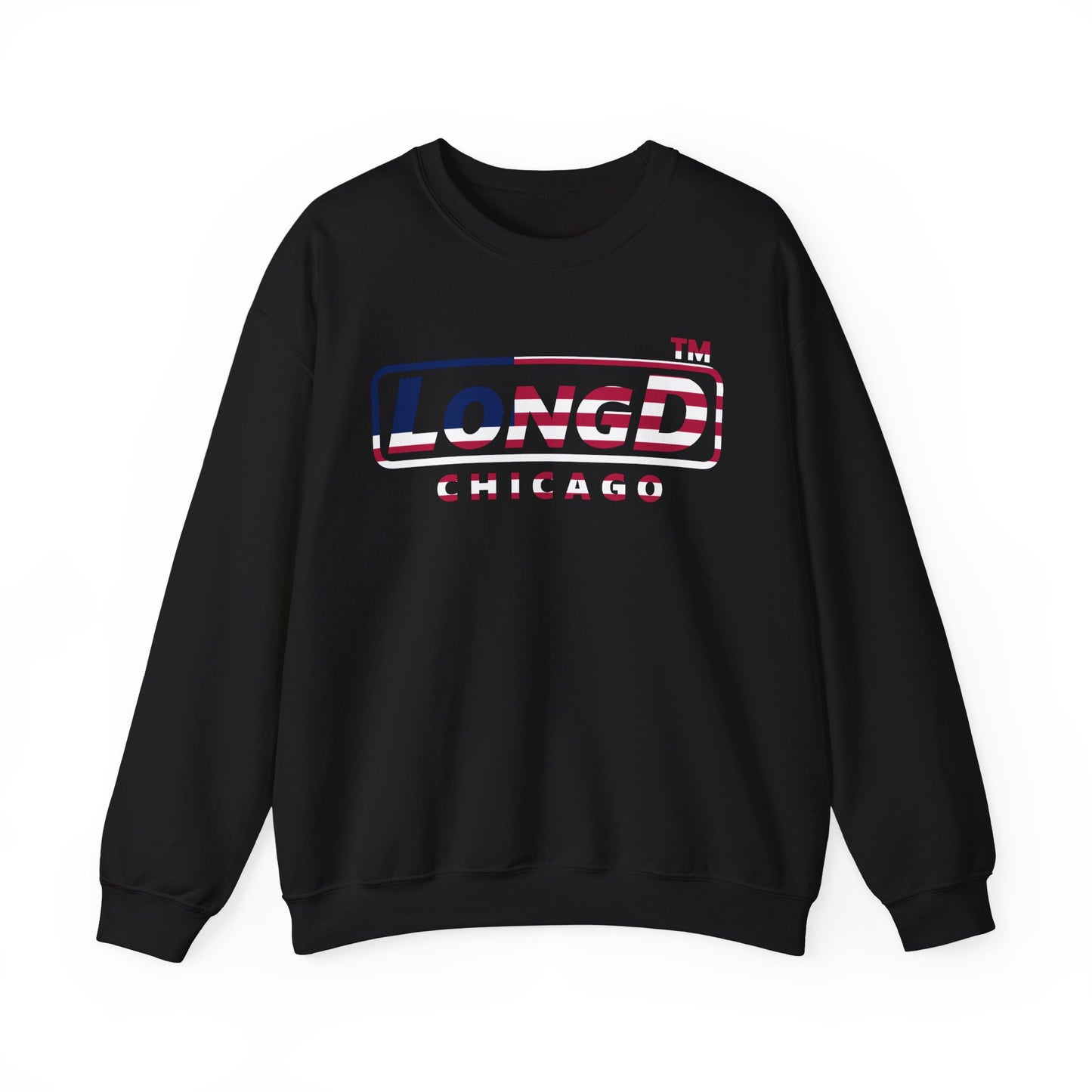 LongD positive flag Chicago logo crewneck sweatshirt (patriotic colors)