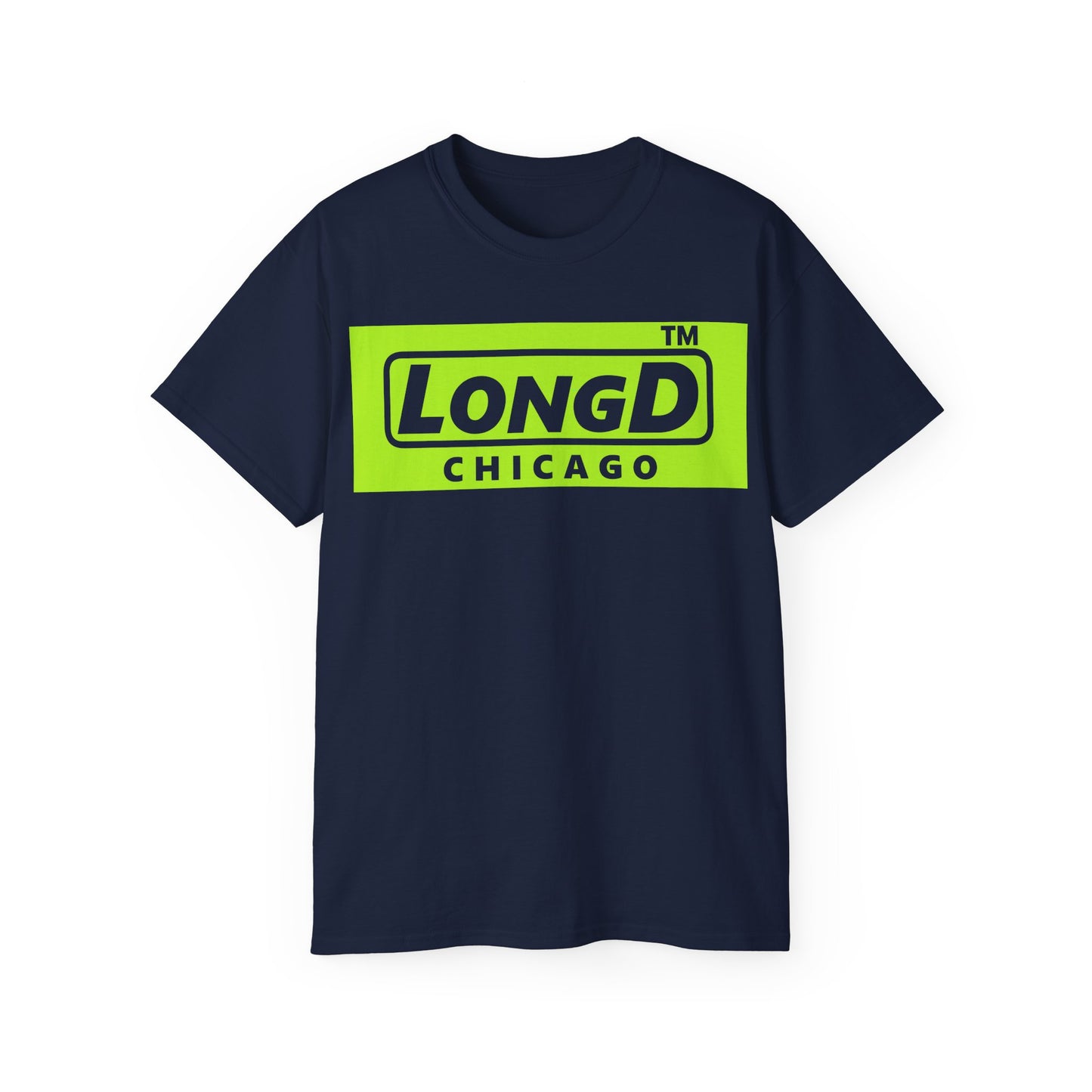 LongD® negative lime green Chicago Logo Cotton Tee