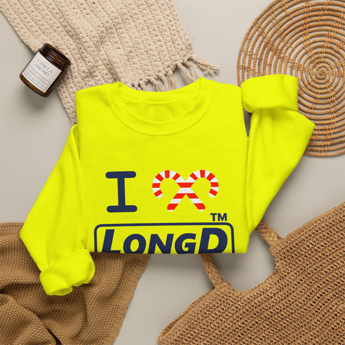 I candy cane LongD Chicago positive official basic navy front-back logo crewneck sweatshirt