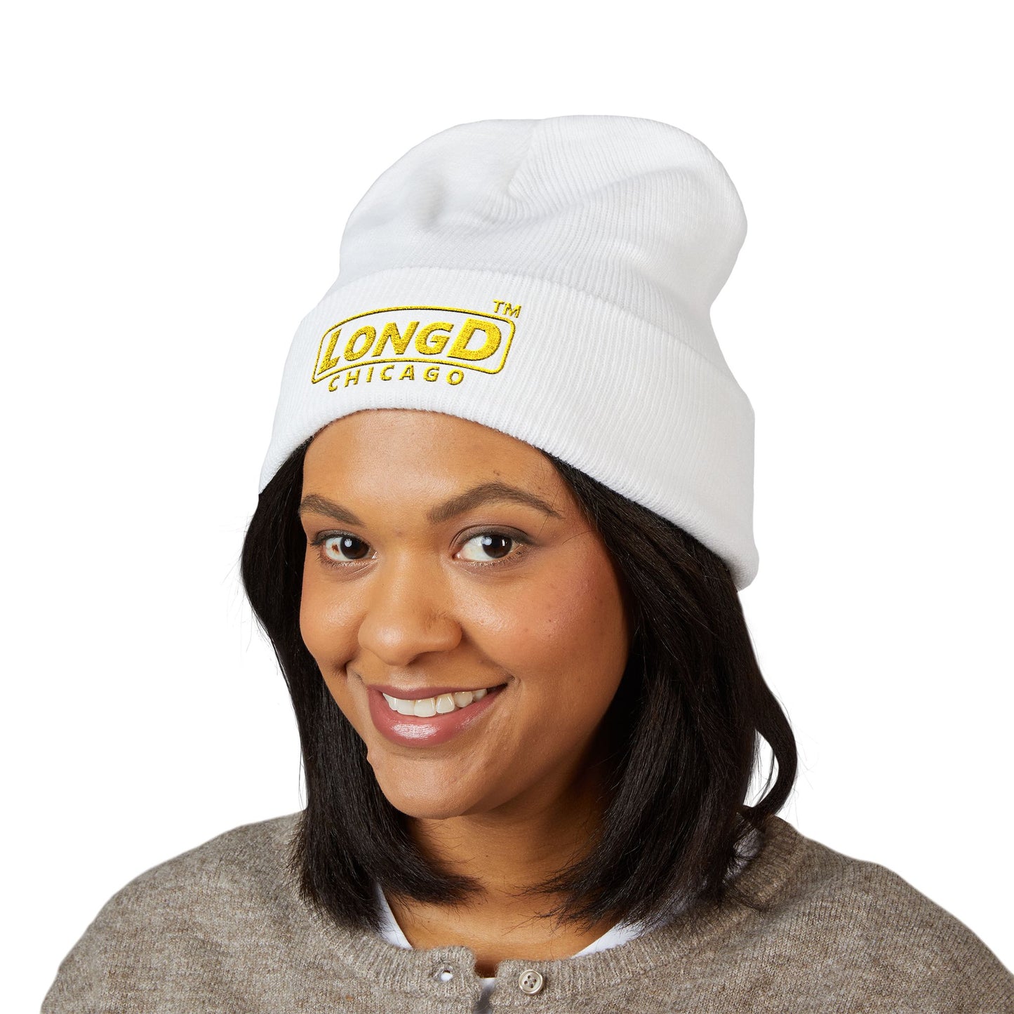 Embroidered Classic Cuffed Beanie Reverse Basic Chicago Logo