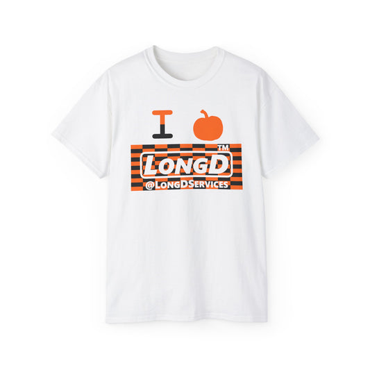 I pumpkin LongD Tag negative tiled logo cotton tee