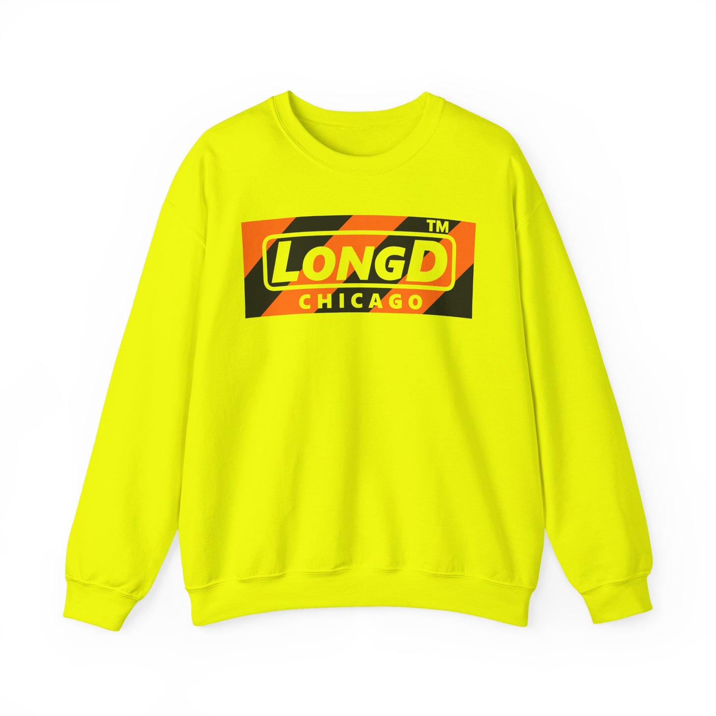 LongD Chicago negative diagonal 6-striped front-back logo (Halloween colors) crewneck sweatshirt