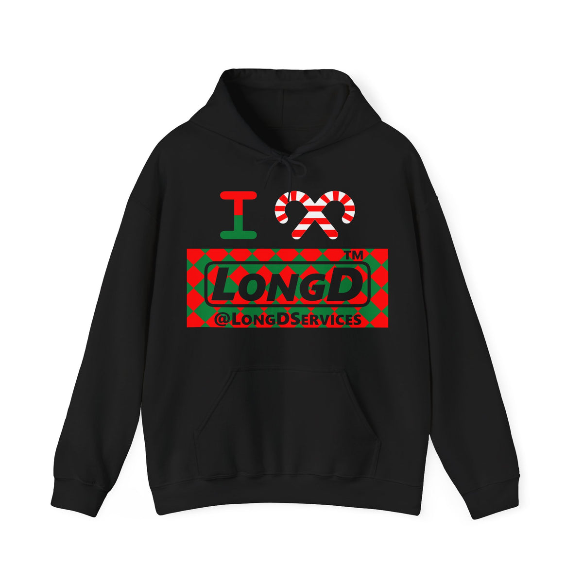 I candy cane LongD Tag negative argyle logo hoodie