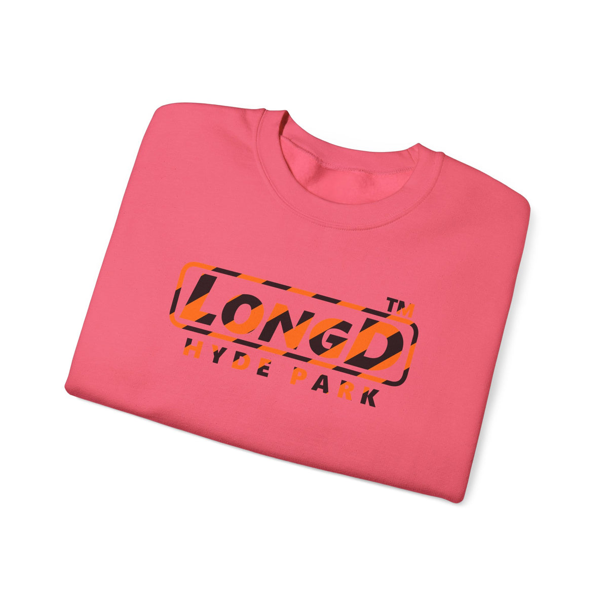 LongD Hyde Park positive 12-striped 4-print logo (Halloween colors) crewneck sweatshirt