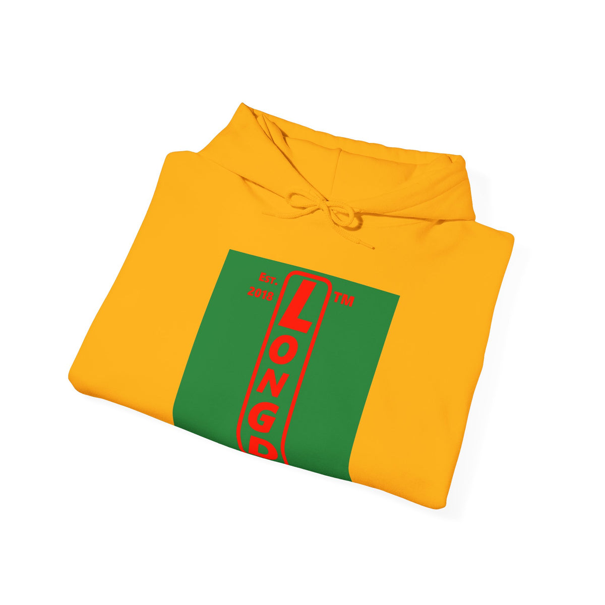 LongD Hyde Park upright logo positive red on negative green (Xmas colors) hoodie