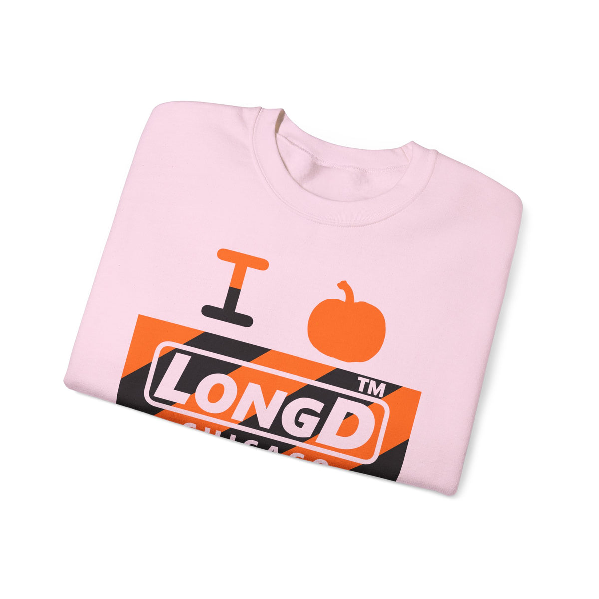 I pumpkin LongD Chicago negative diagonal 6-striped logo crewneck sweatshirt