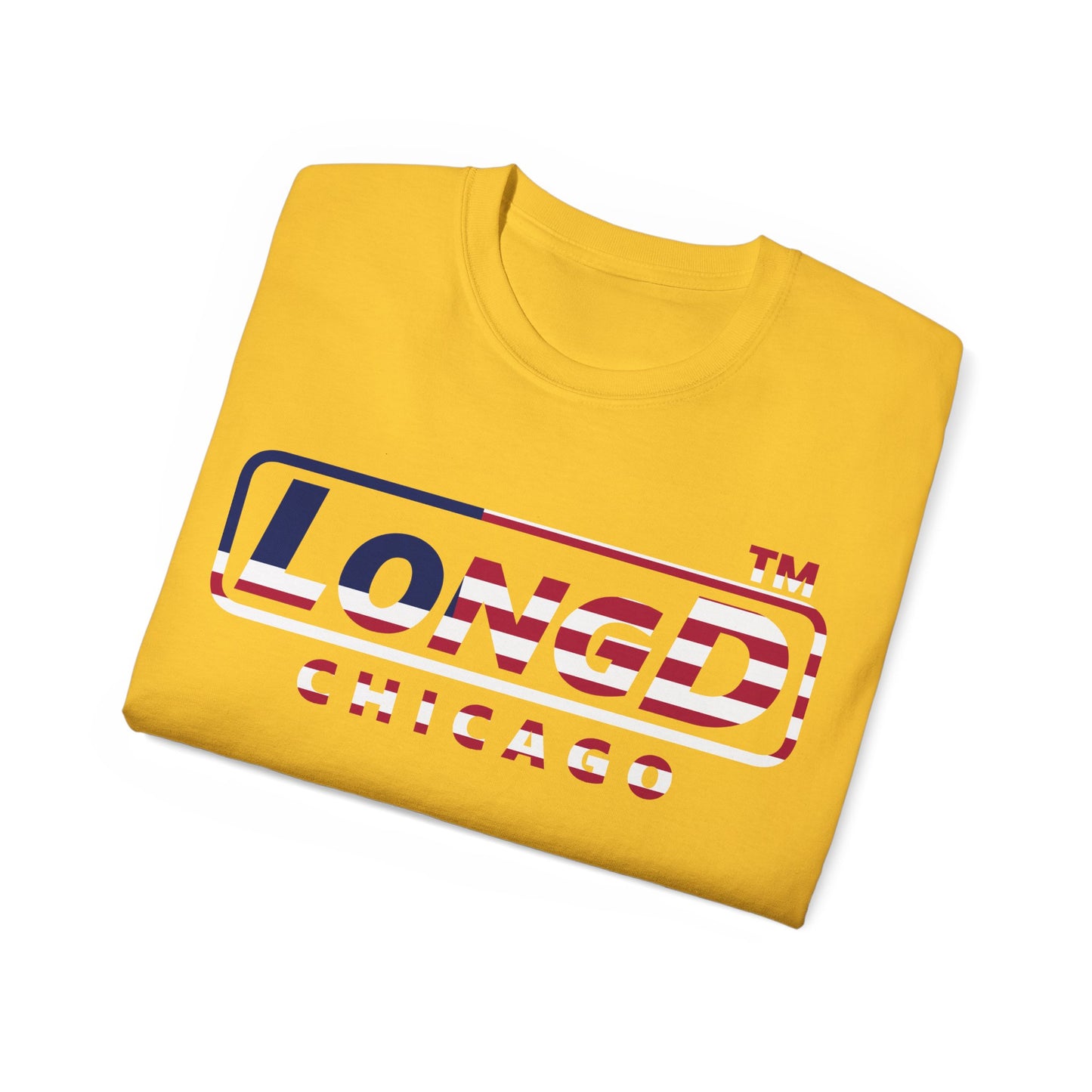 LongD positive flag Chicago logo cotton tee (patriotic colors)