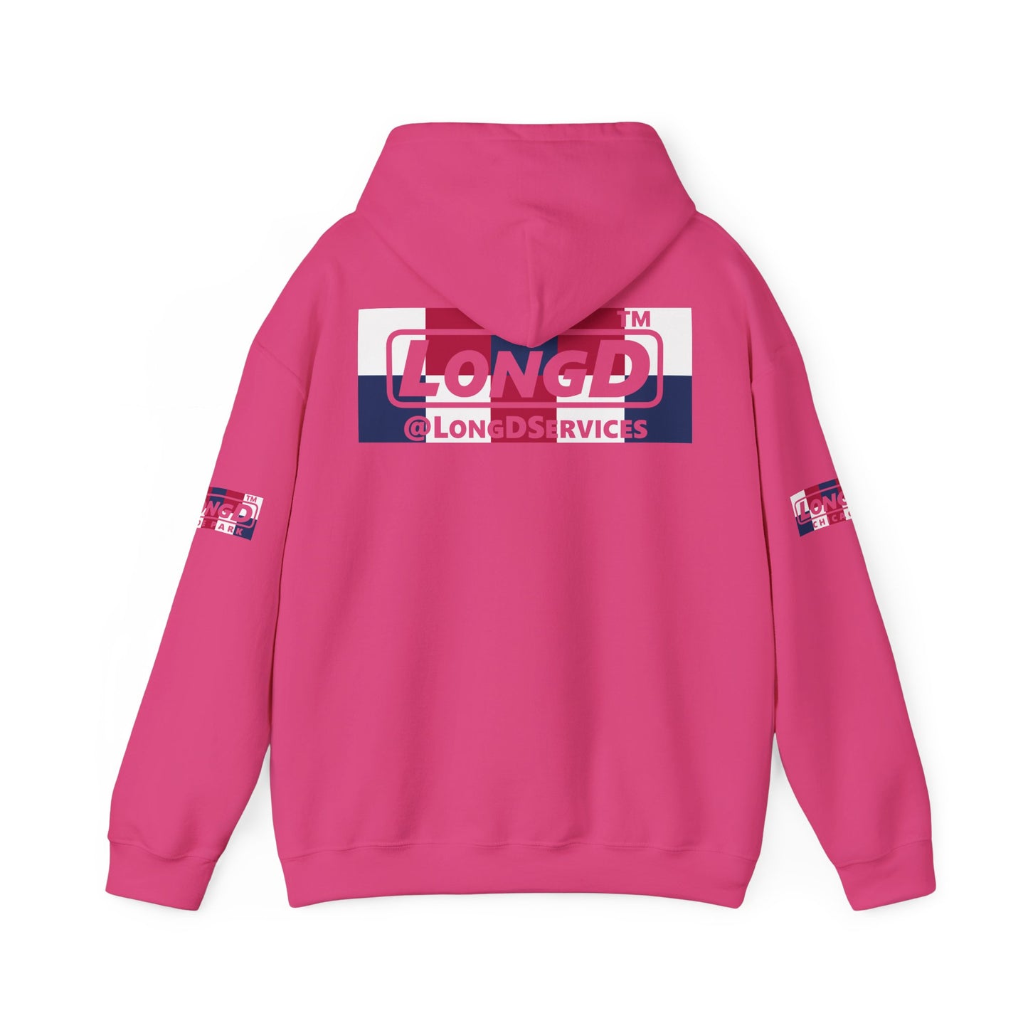 LongD® negative 2x5 4-print single breasted Hyde Park logo hoodie (patriotic colors)