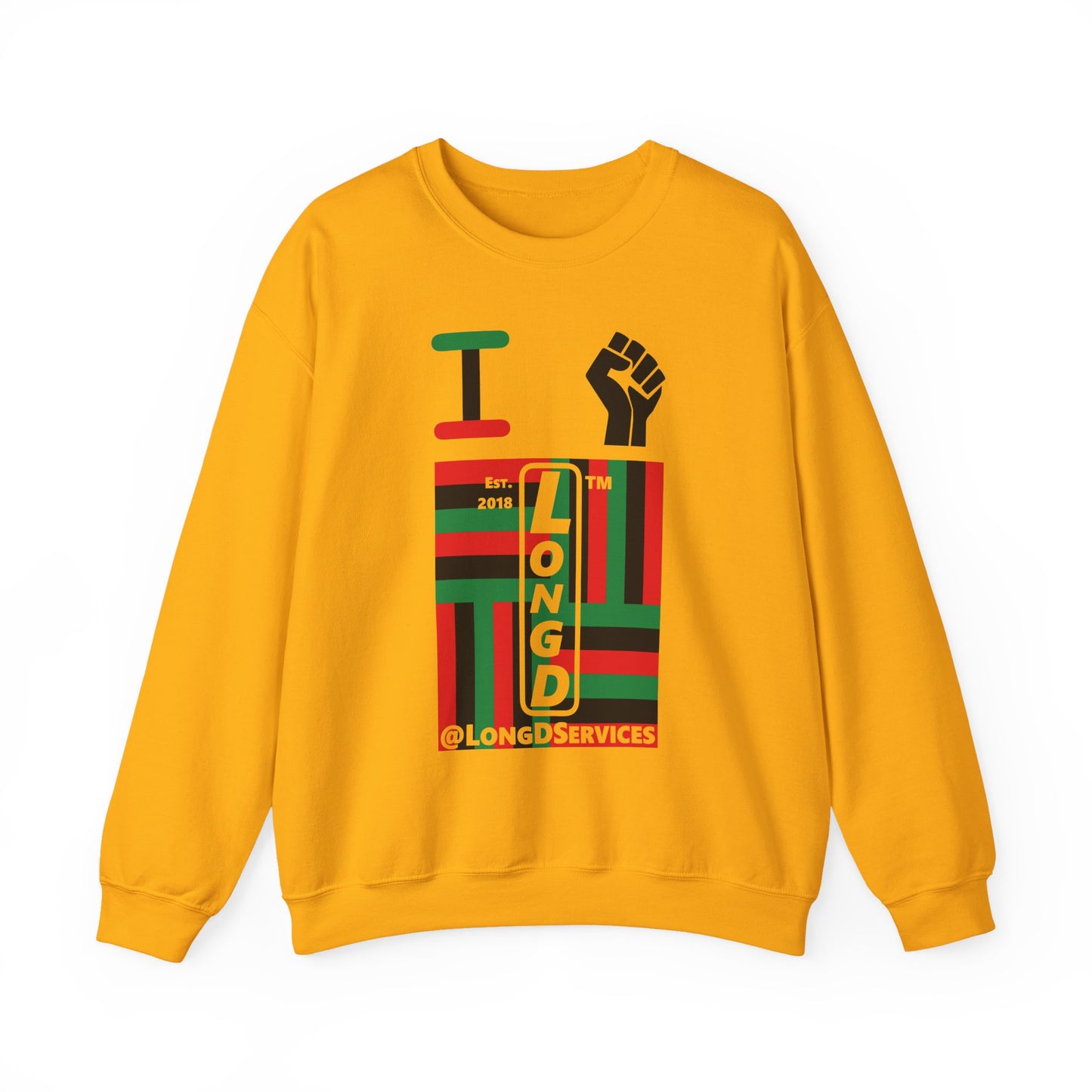 I Fist LongD negative windmill tag upright front-back logo crewneck sweatshirt