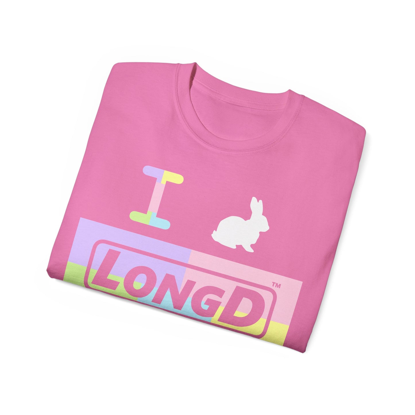 I Bunny LongD® Logo Cotton Tee Easter pastel variety negative text (white Easter Bunny)