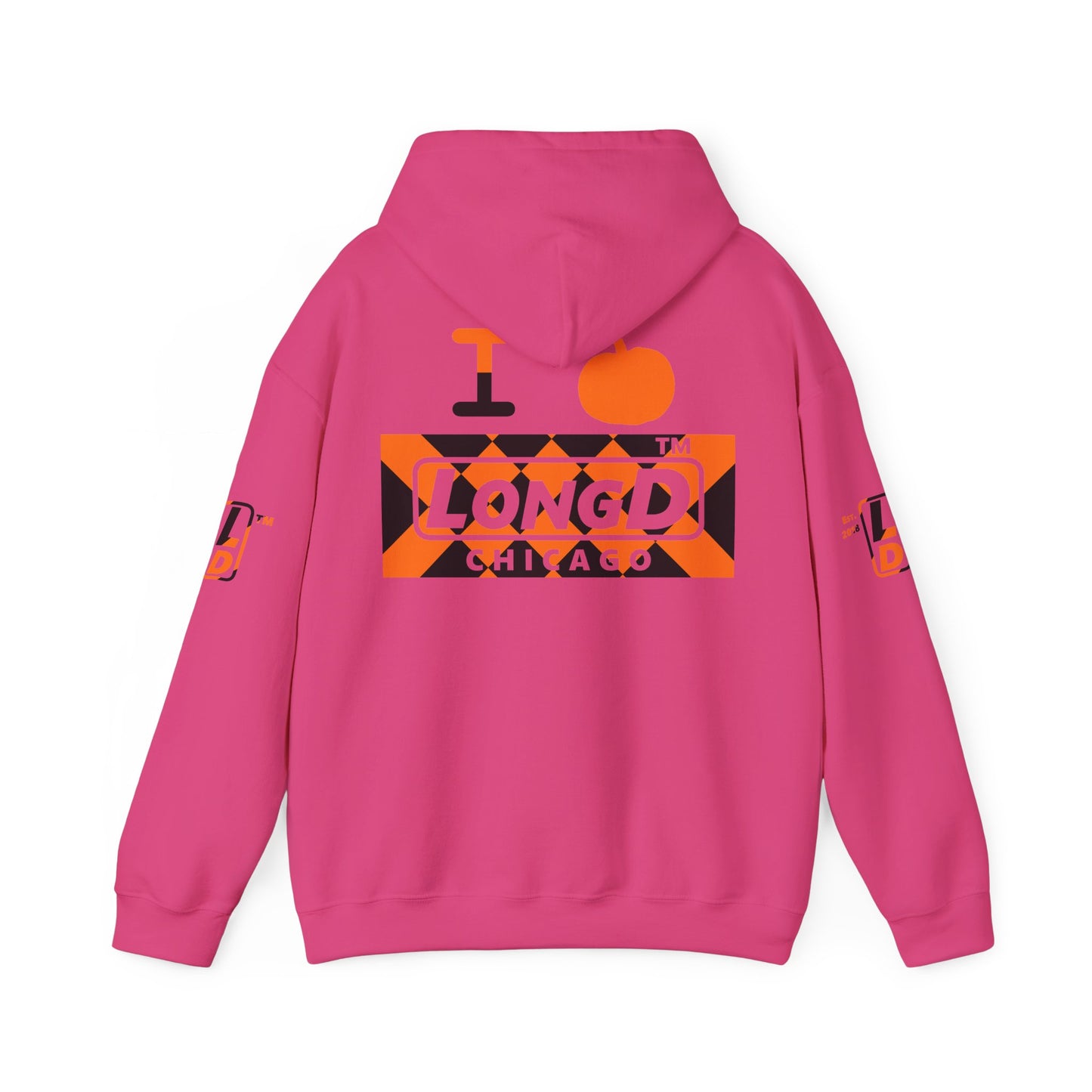 I pumpkin LongD Chicago negative stylized argyle 4-print logo hoodie