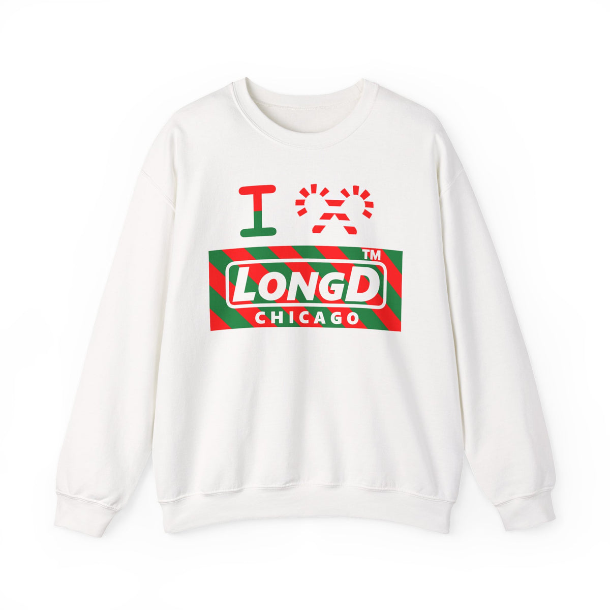 I candy cane LongD Chicago negative 12-striped logo crewneck sweatshirt