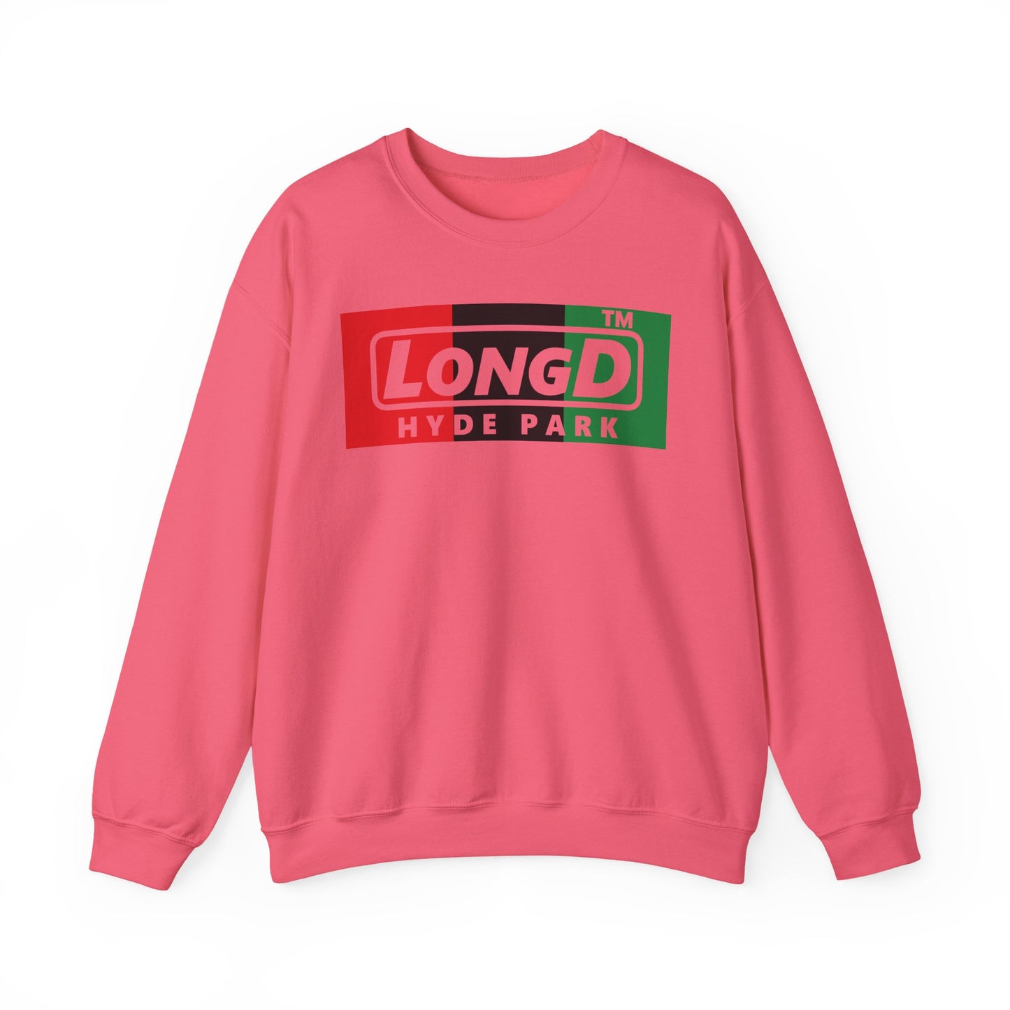 LongD negative vertical 3-striped Hyde Park logo crewneck sweatshirt (Juneteenth colors)