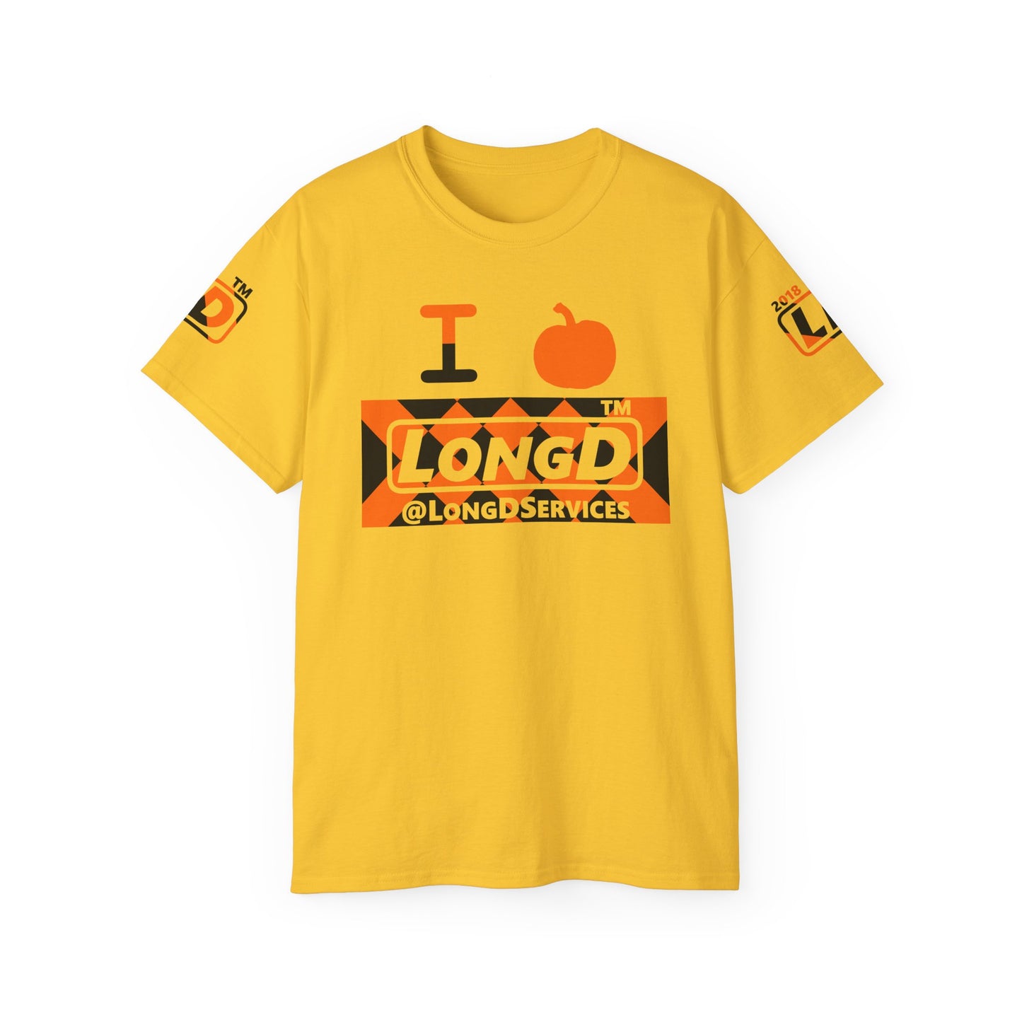 I pumpkin LongD Tag negative stylized argyle 4-print logo cotton tee